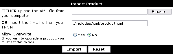Import Product Form